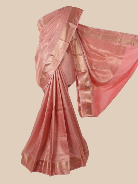 

Pothys Peach & Gold-Toned Woven Design Zari Pure Silk Saree