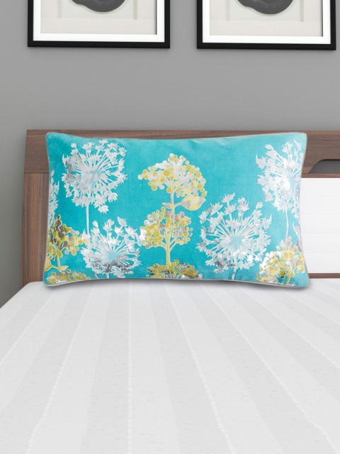 

Home Centre Blue & Yellow Floral Rectangular Pillow Cover