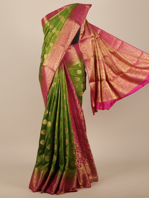 

Pothys Green & Pink Woven Design Jute Silk Saree