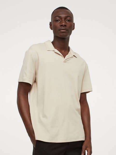 

HM Men Beige Jersey Polo Shirt