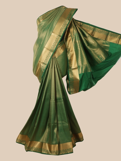 

Pothys Green & Gold-Toned Woven Design Pure Silk Saree