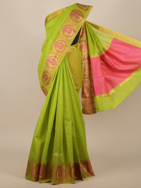 

Pothys Green & Gold-Toned Woven Design Pure Cotton Saree