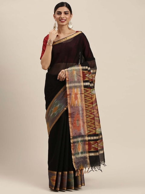 

Soch Black & Grey Chanderi Cotton Geometric Print Saree