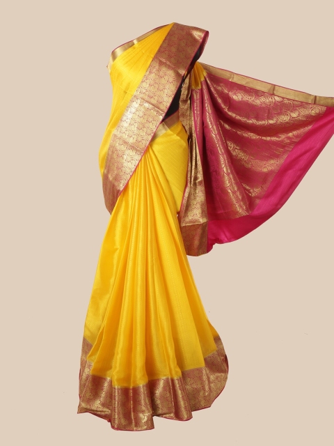 

Pothys Yellow Woven Design Zari Pure Silk Mysore Silk Saree