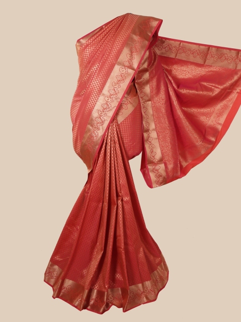 

Pothys Peach-Colour & Gold-Toned Ethnic Motifs Zari Pure Silk Saree