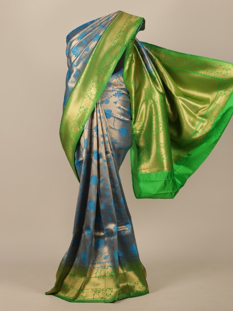 

Pothys Blue & Green Woven Design Jute Silk Saree