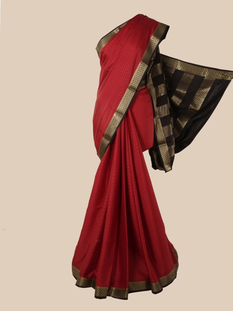 

Pothys Red & Black Woven Design Pure Silk Mysore Silk Saree