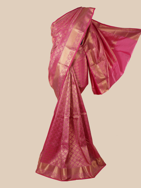 

Pothys Pink & Gold-Toned Woven Design Zari Pure Silk Saree