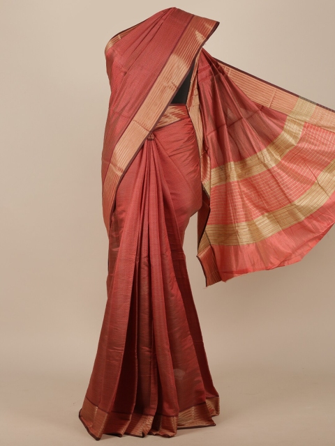 

Pothys Rust Red & Gold-Toned Ethnic Motifs Jute Silk Saree