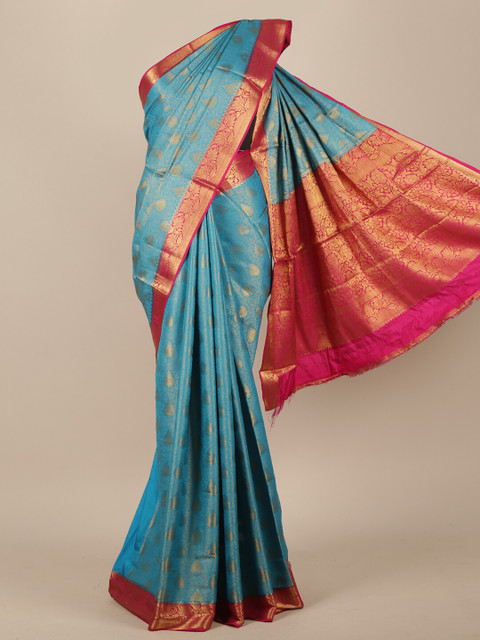

Pothys Blue & Pink Woven Design Zari Jute Silk Saree