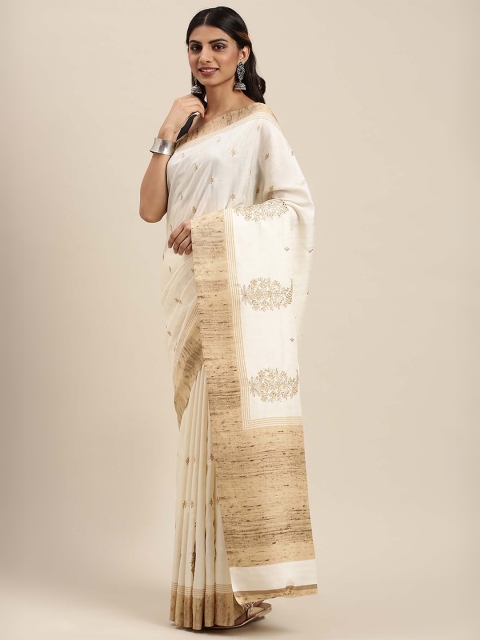 

Soch Cream Ethnic Motifs Silk Blend Saree