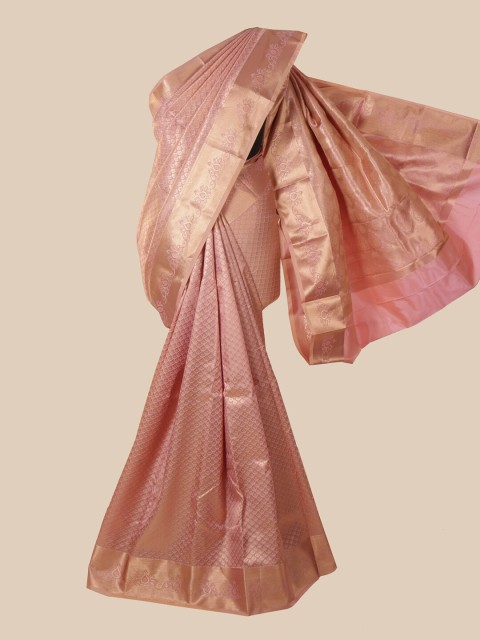 

Pothys Peach-Colour & Gold-Toned Woven Design Zari Pure Silk Saree