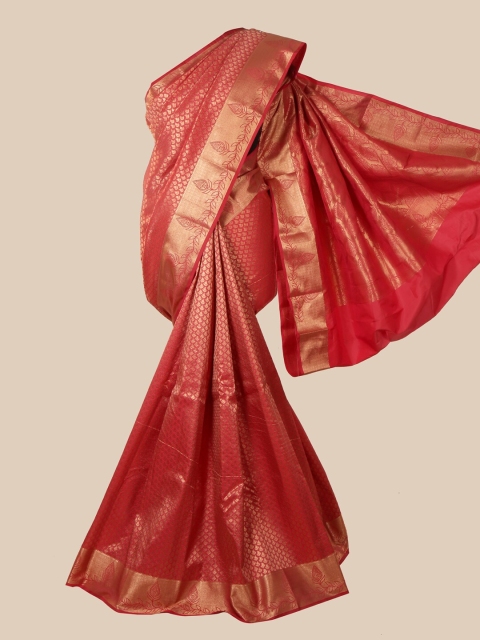 

Pothys Red & Gold-Toned Woven Design Zari Pure Silk Saree