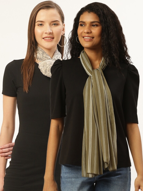 

Trend Arrest Women Set of 2 Cream & Green Printed Scarf