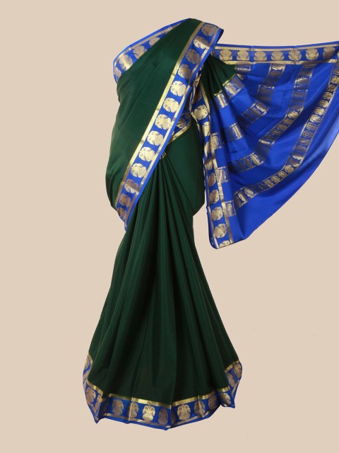 

Pothys Green & Blue Paisley Zari Pure Silk Mysore Silk Saree