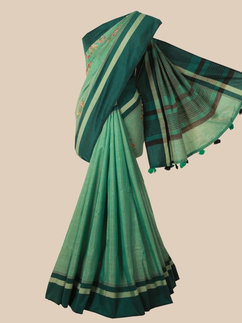 

Pothys Green Jute Silk Saree