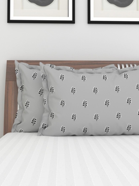 

Home Centre Set Of 2 Grey & Black Ethnic Motifs Rectangle Pillow Covers