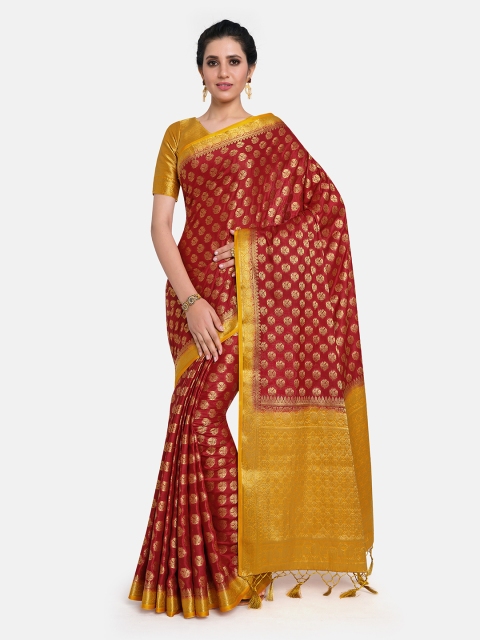 

MIMOSA Red & Yellow Woven Design Zari Mysore Silk Saree