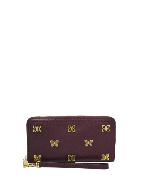

Fossil Purple & Gold-Toned Printed Purse Clutch