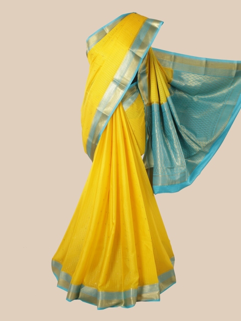 

Pothys Yellow Woven Design Pure Silk Mysore Silk Saree