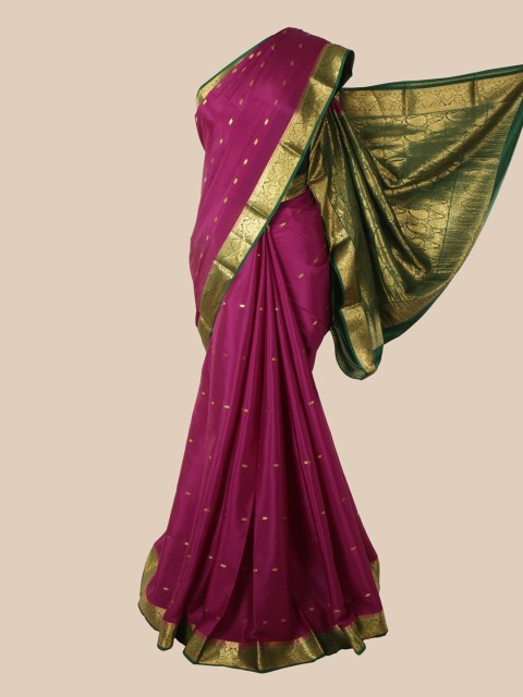 

Pothys Purple & Green Woven Design Pure Silk Mysore Silk Saree