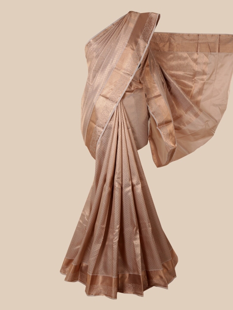 

Pothys Pink & Gold-Toned Ethnic Motifs Zari Pure Silk Saree