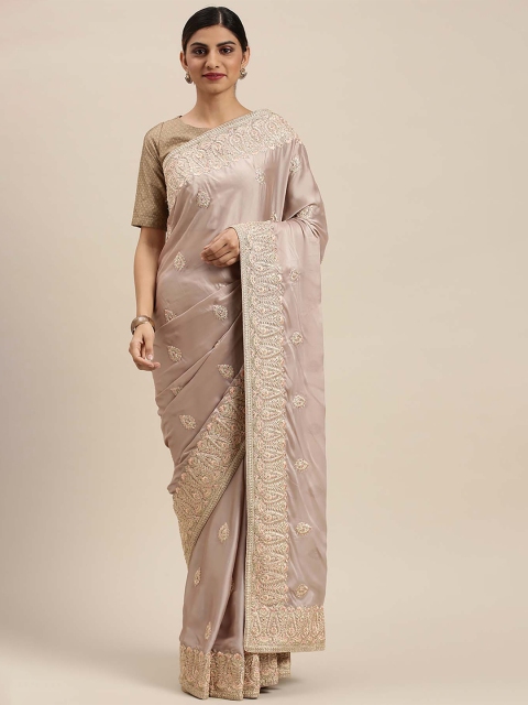 

Soch Purple & Off White Ethnic Motifs Embroidered Silk Blend Saree
