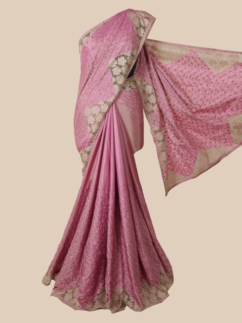 

Pothys Pink & Beige Floral Art Silk Saree