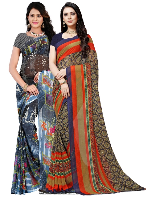 

KALINI Pack of 2 Printed Poly Georgette Saree, Multi