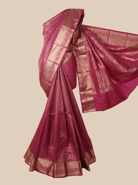 

Pothys Pink & Gold-Toned Floral Zari Pure Silk Saree