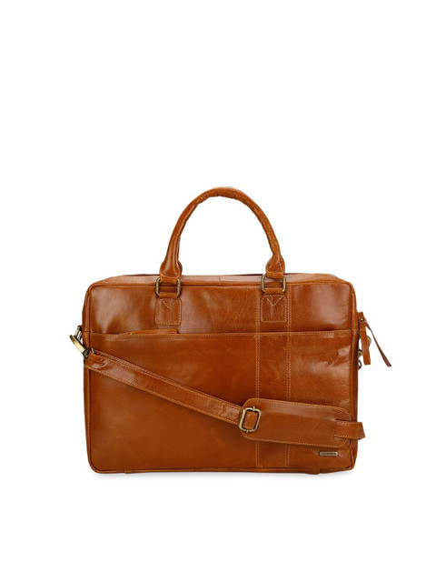 

Teakwood Leathers Men Tan Brown Leather 15" Laptop Bag