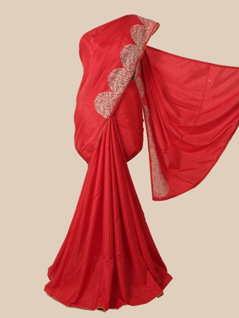 

Pothys Red Embellished Art Silk Saree