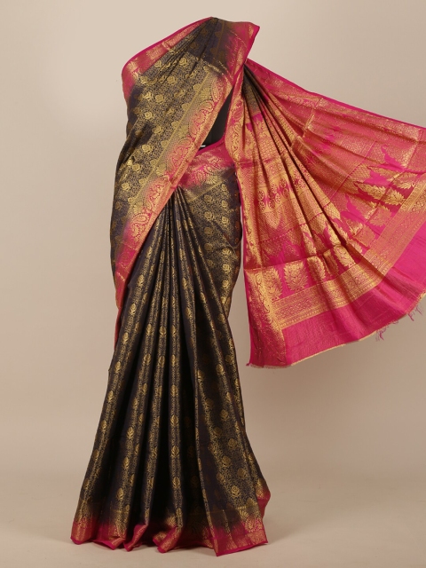 

Pothys Navy Blue Ethnic Motifs Zari Jute Silk Saree