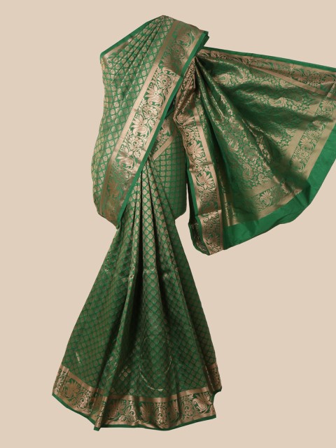 

Pothys Green & Gold-Toned Woven Design Zari Pure Silk Saree