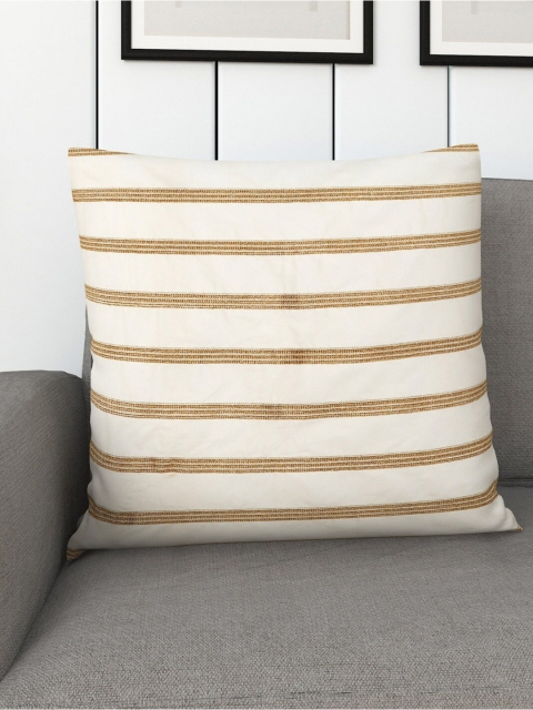 

Home Centre Single White & Gold Striped Square Cushion Cover