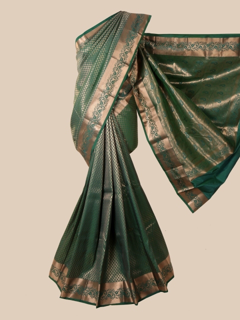 

Pothys Green & Gold-Toned Woven Design Zari Pure Silk Saree