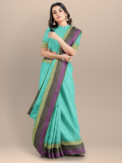 

BharatSthali Blue & Purple Zari Pure Cotton Maheshwari Saree