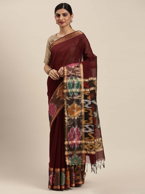 

Soch Maroon & Green Chanderi Saree