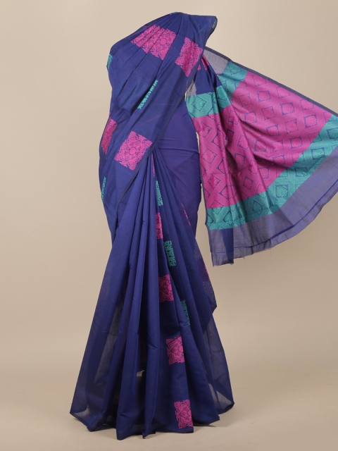 

Pothys Blue Ethnic Motifs Pure Cotton Saree