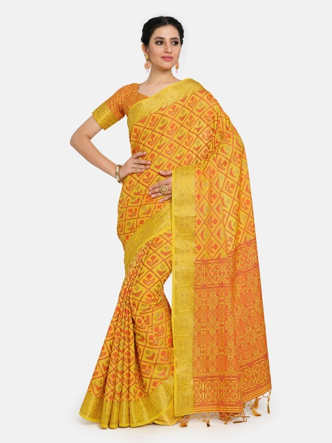 

MIMOSA Yellow Art Silk Patola Saree
