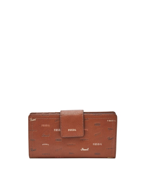 

Fossil Women Brown Woven Design Woven Design Leather Card Holder