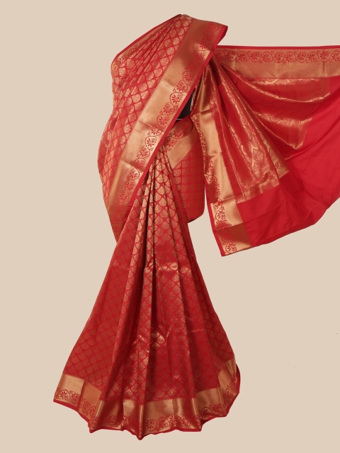 

Pothys Red & Gold-Toned Woven Design Zari Pure Silk Saree