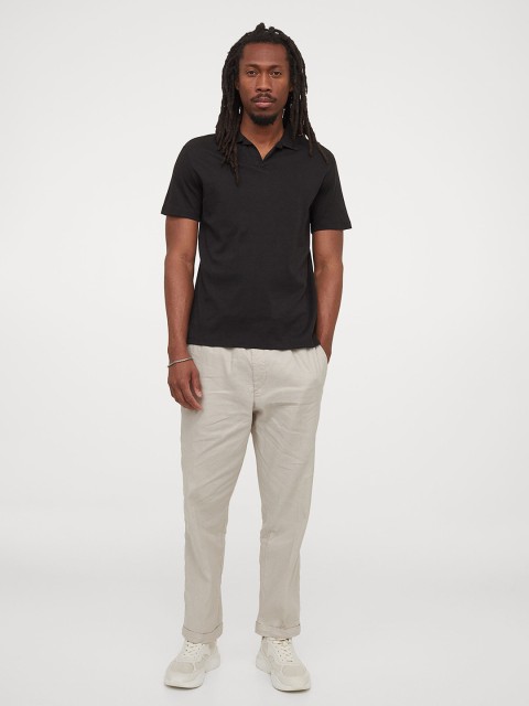 

H&M Men Black Polo Collar T-shirt