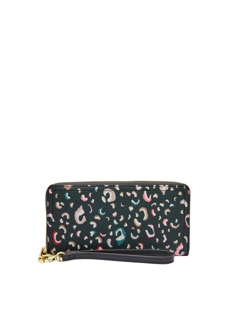 

Fossil Green & Pink Printed Purse Clutch