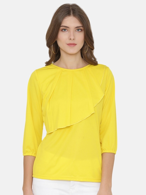 

Yaadleen Yellow Layered Crepe Regular Top