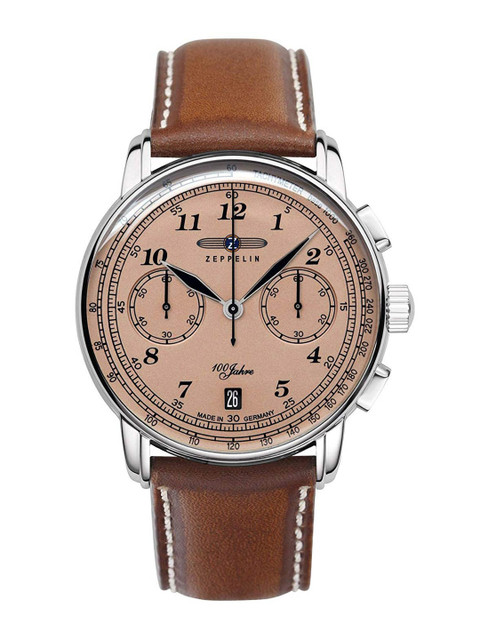 

ZEPPELIN Men Beige Patterned Dial & Brown Leather Straps Analogue Watch - 76745
