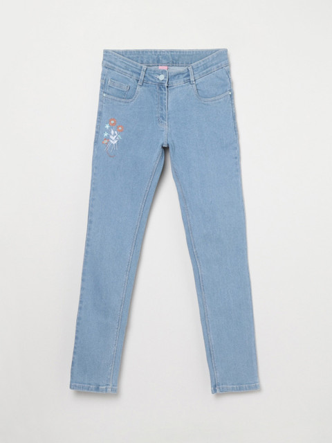 

max Girls Blue Slim Fit Embroidered Stretchable Jeans
