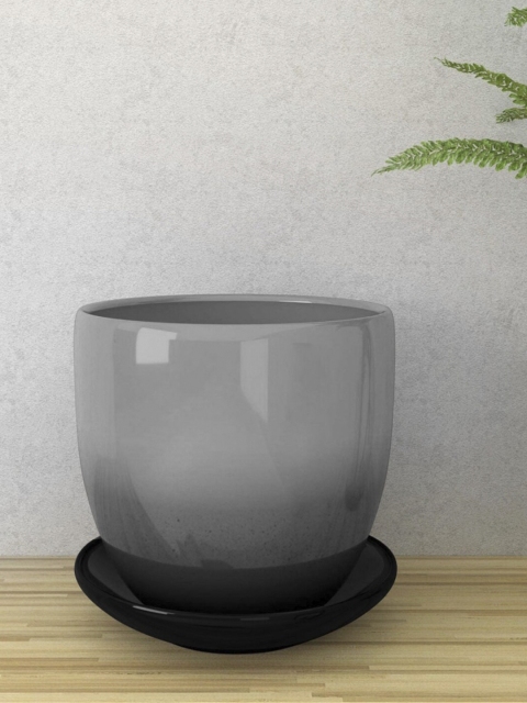 

Home Centre Grey Cairo Ombre Solid Table Planter With Saucer