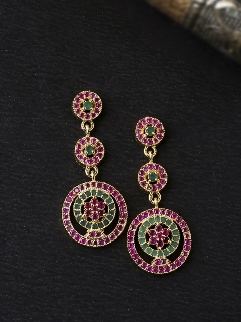

THE AAB STUDIO Gold-Plated & Magenta Contemporary Drop Earrings