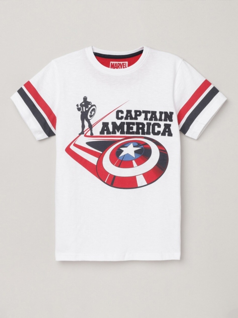 

max Boys Cream Typography Printed Applique T-shirt